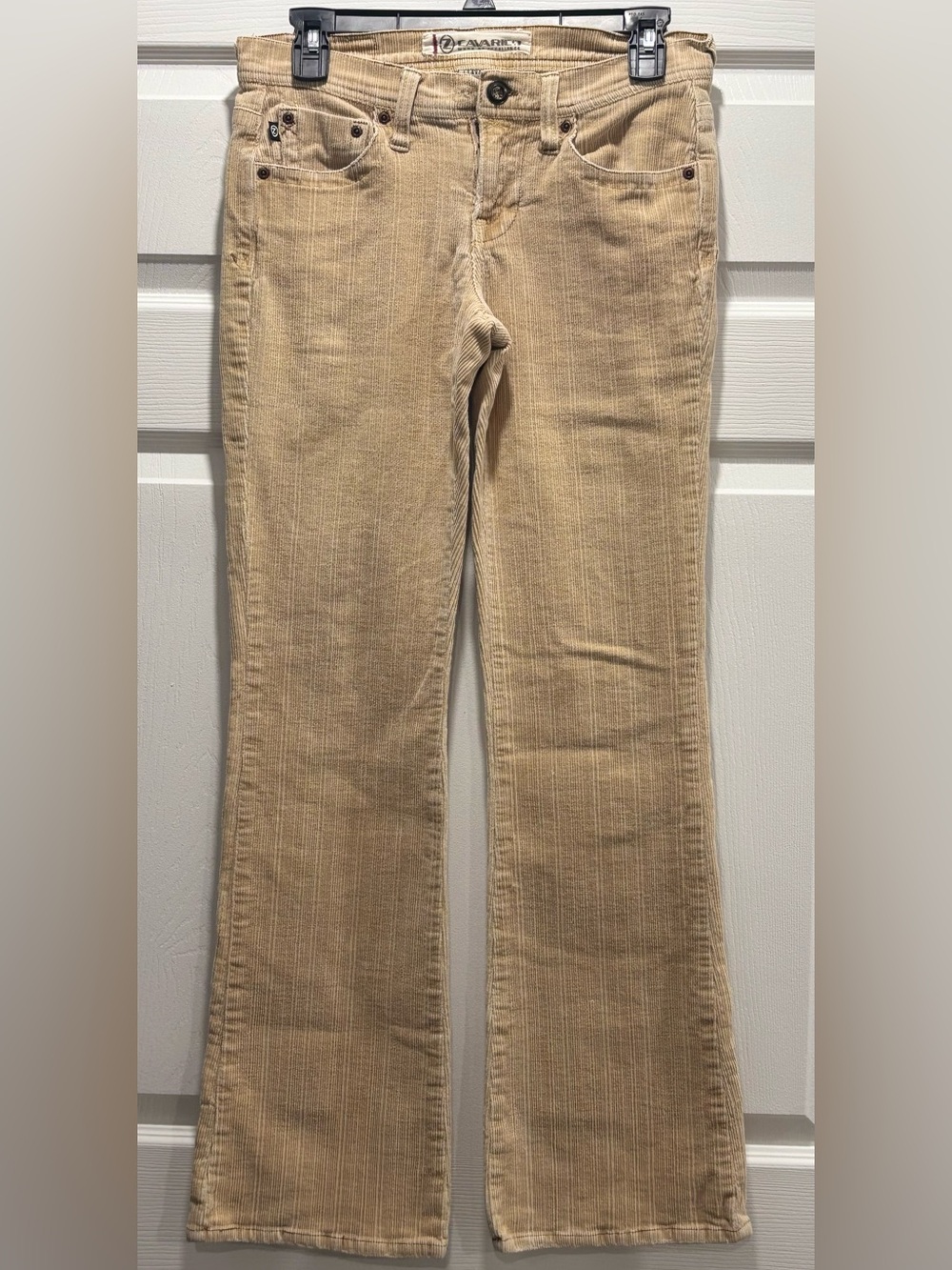 Z. Cavaricci Vintage Camel Beige Flare Corduroy Size 5 Low Rise Stretch Y2K 2000